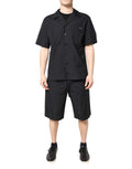 Pyjama homme Dolce & Gabbana en coton noir, ensemble de vêtements de nuit confortable avec logo de la marque visible.