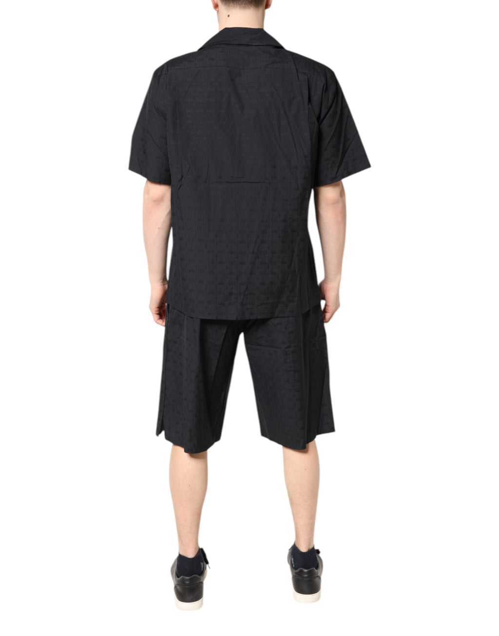 Pyjama pour homme en coton noir de Dolce & Gabbana, ensemble de vêtements de nuit élégants et confortables.