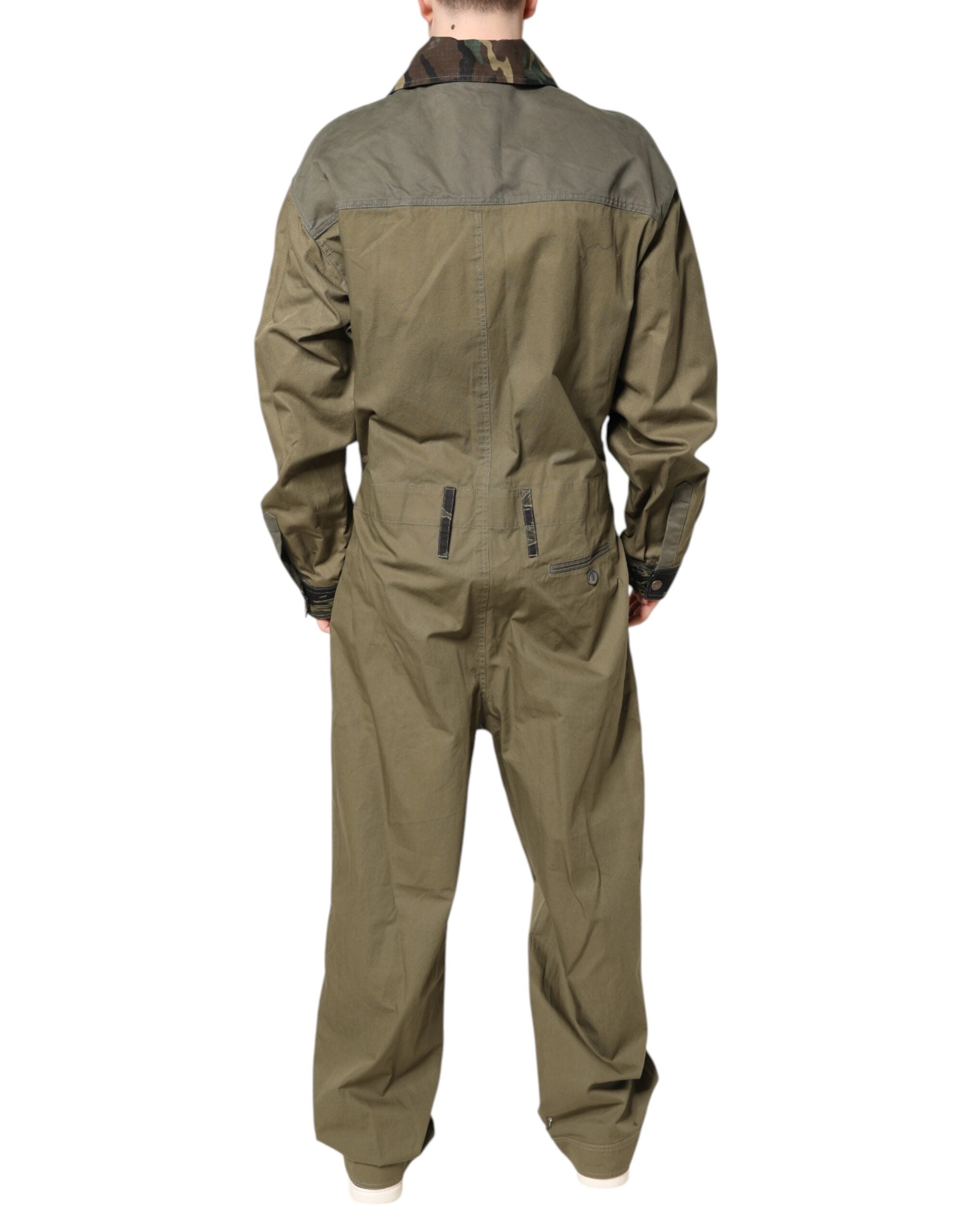 Vêtements casual Dolce & Gabbana, ensemble chemise et pantalon en coton marron extensible, style décontracté et élégant.