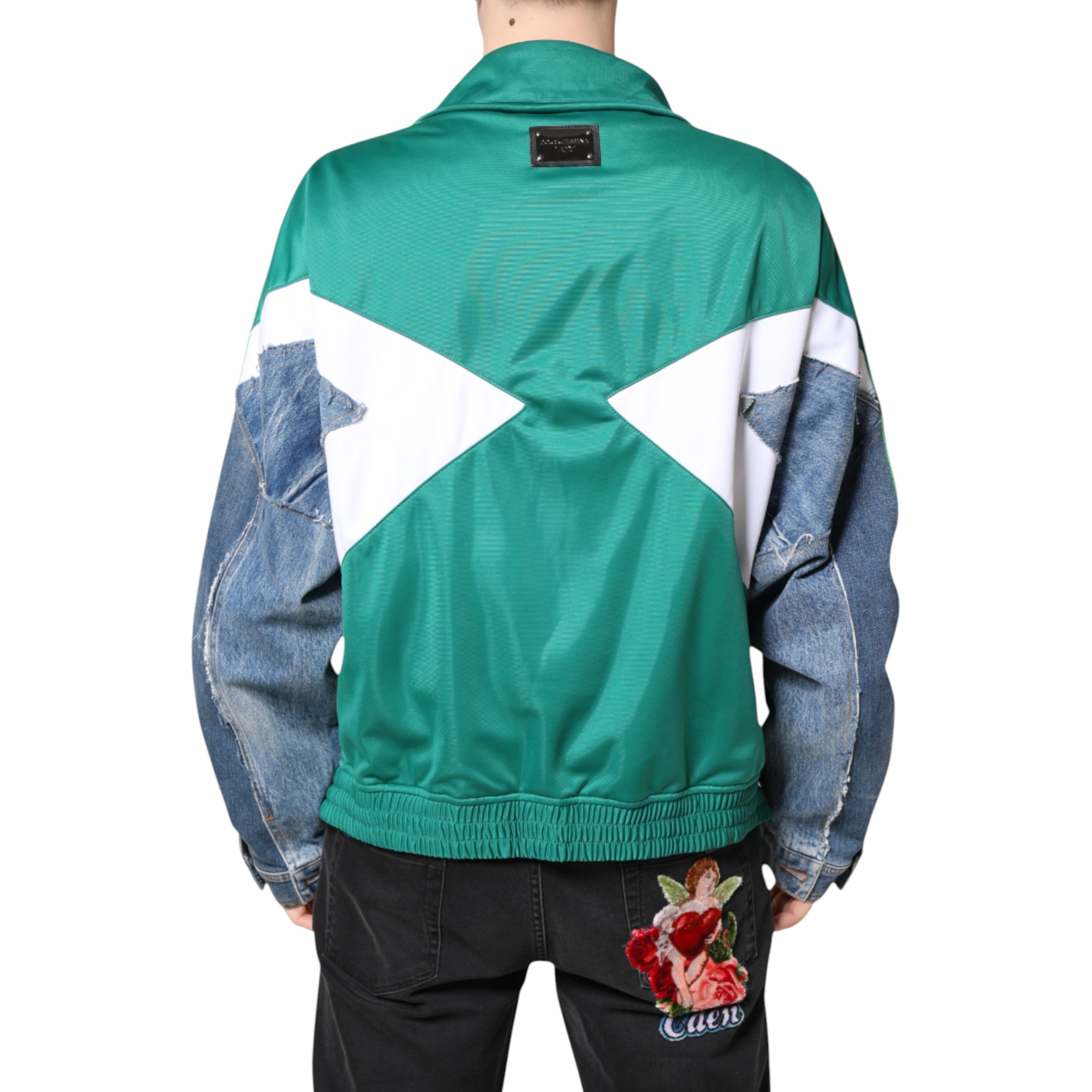 Veste coupe-vent Dolce & Gabbana multicolore avec fermeture éclair complète, style moderne et détails colorés.