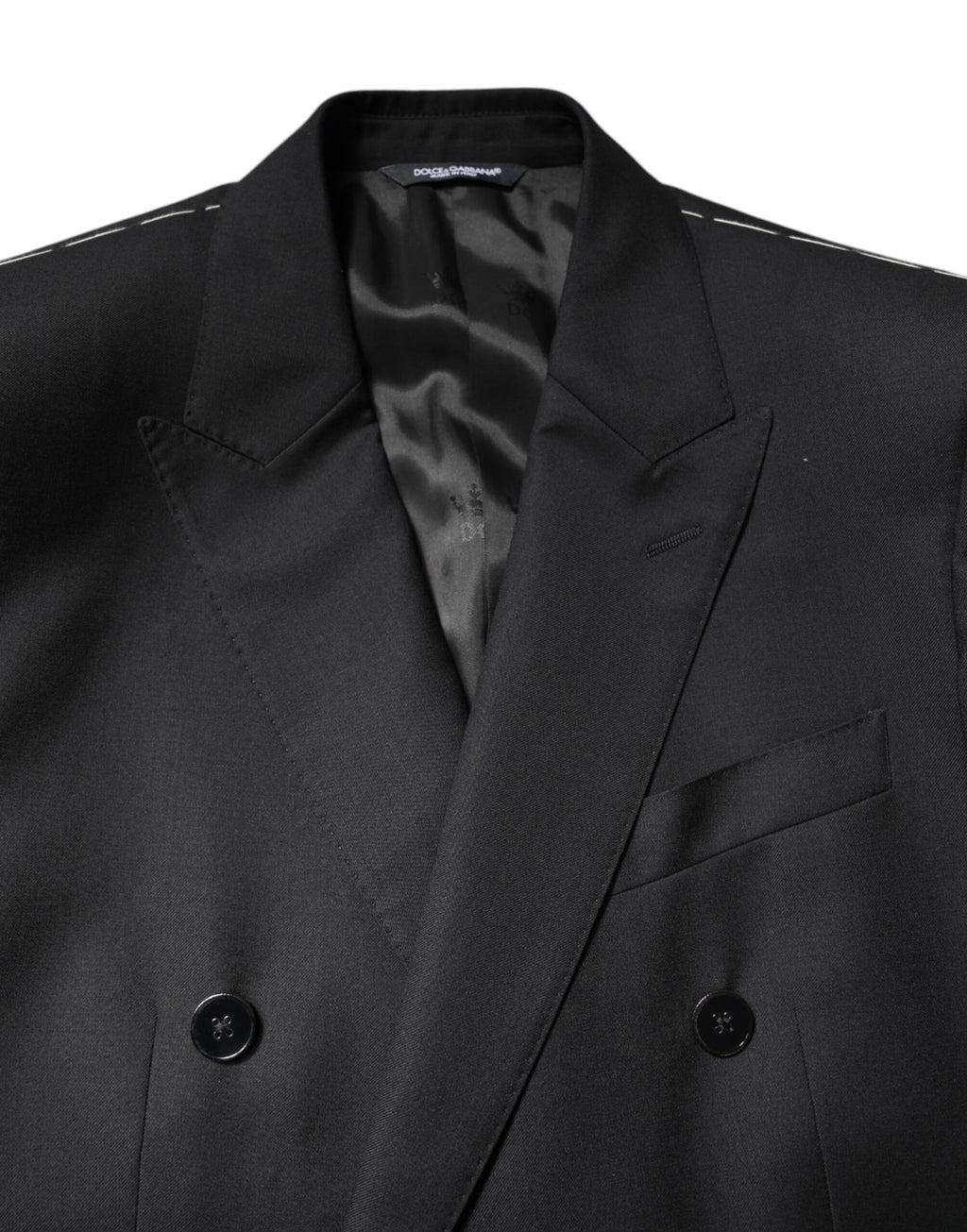 Manteau blazer noir Dolce & Gabbana Martini à double boutonnage, élégant et sophistiqué, porté sur un mannequin.