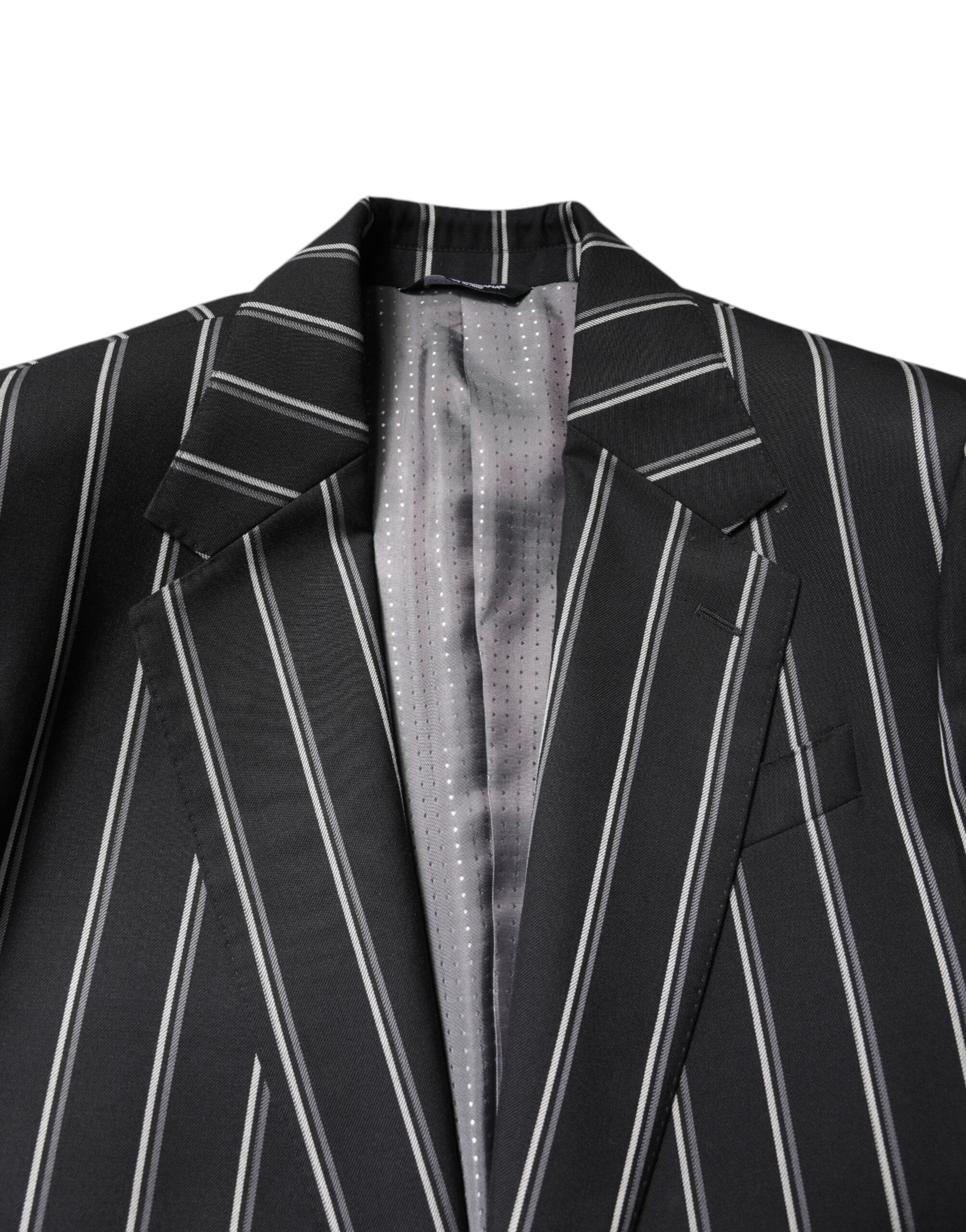Costume formel deux pièces Dolce & Gabbana noir à rayures Sicilia, veste et pantalon élégants pour homme