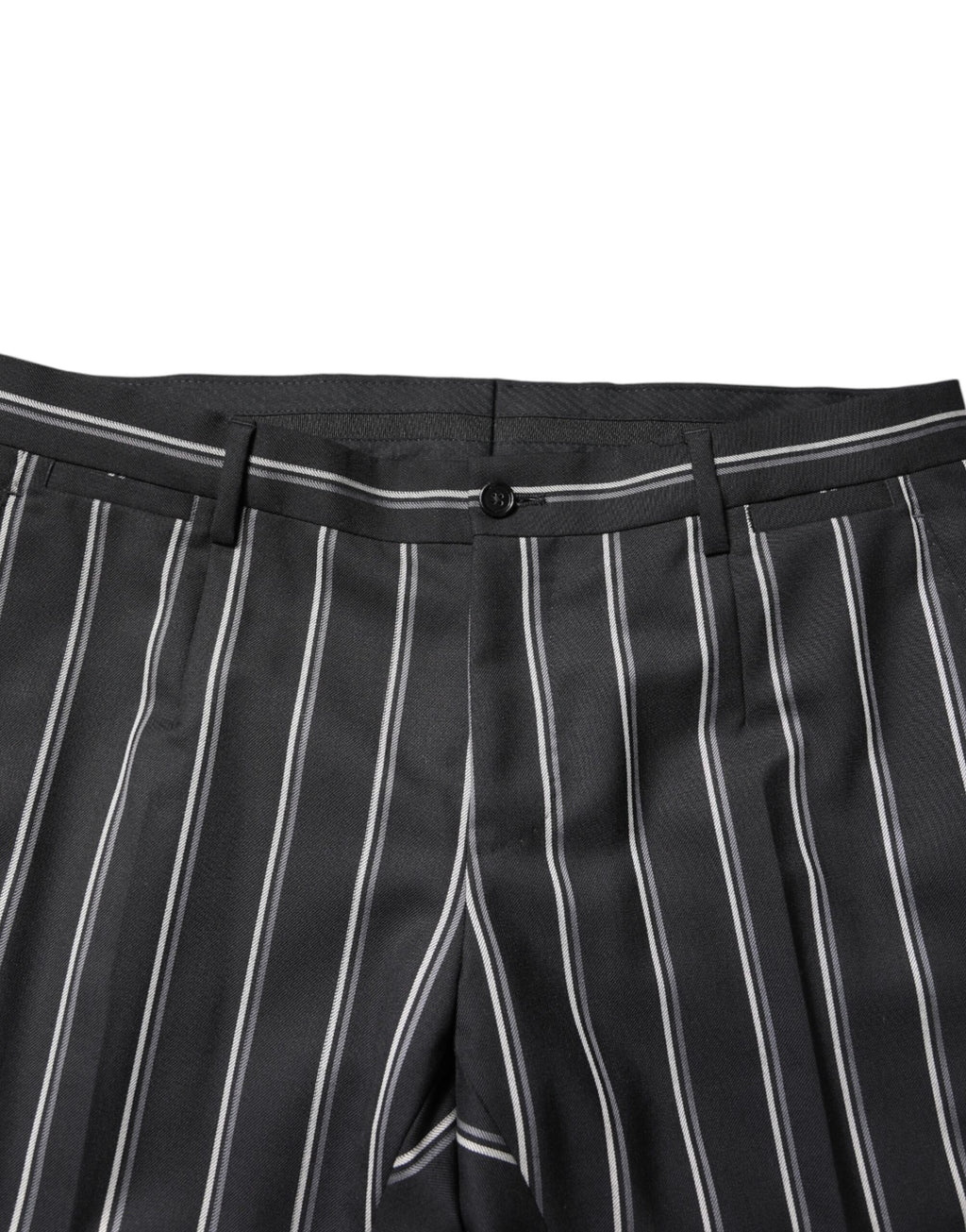 Costume deux pièces Dolce & Gabbana noir rayé Sicilia formel, veste et pantalon, élégant et sophistiqué.