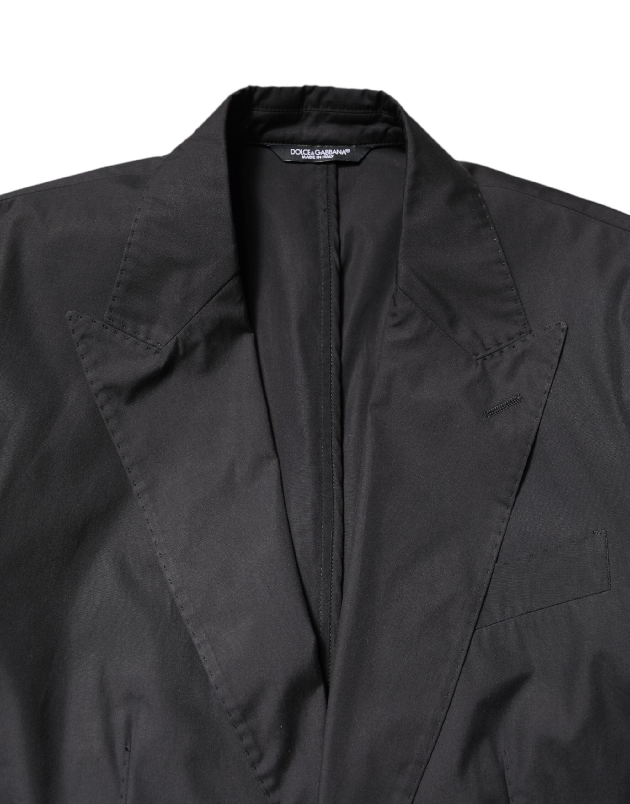 Costume deux pièces noir en coton Dolce & Gabbana Taormina, élégant et formel, avec veste et pantalon assortis.