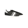 Sneakers pour femmes Tommy Hilfiger en polyester noir, chaussures décontractées avec semelle blanche et design moderne.