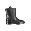 Bottines pour femme en cuir noir Ralph Lauren, talons courts et design élégant, visibles sur cette image.