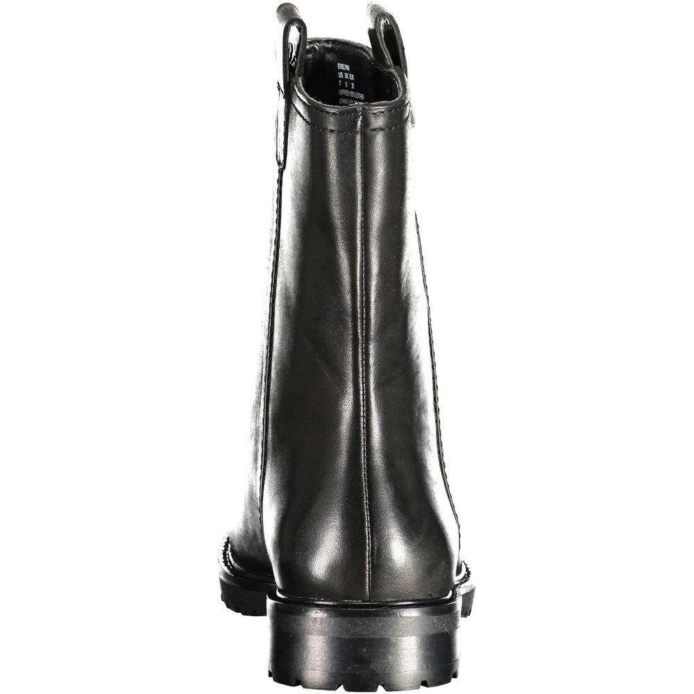 Bottines à talon pour femme en cuir noir Ralph Lauren, ankle boots élégantes avec fermeture éclair et semelle en caoutchouc.