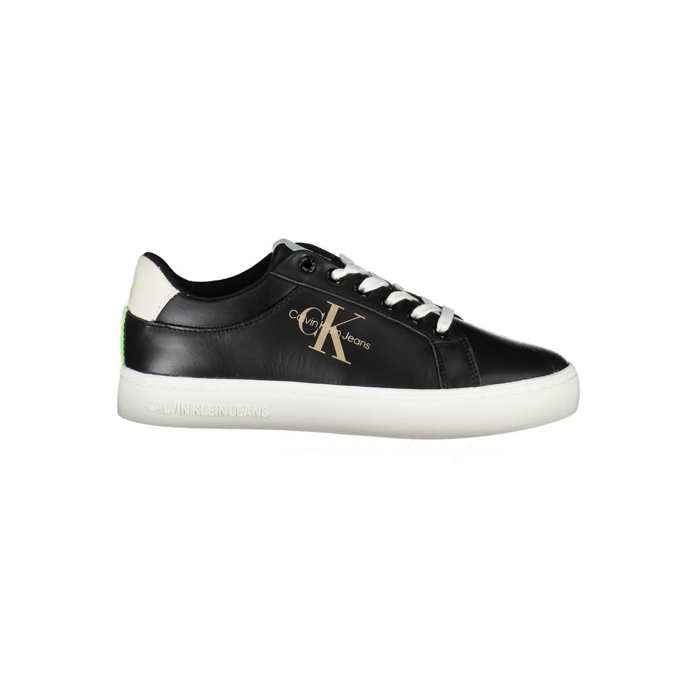 Chaussures sport pour femmes Calvin Klein en polyester noir, baskets sneakers élégantes et confortables.