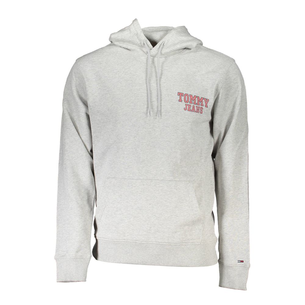 Sweat à capuche gris en coton pour homme de Tommy Hilfiger, vue de face avec logo visible sur la poitrine.