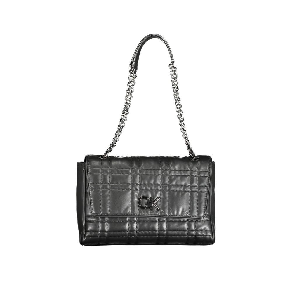 Sac à main pour femmes Calvin Klein en polyester noir, élégant et pratique, avec détails modernes et design épuré.