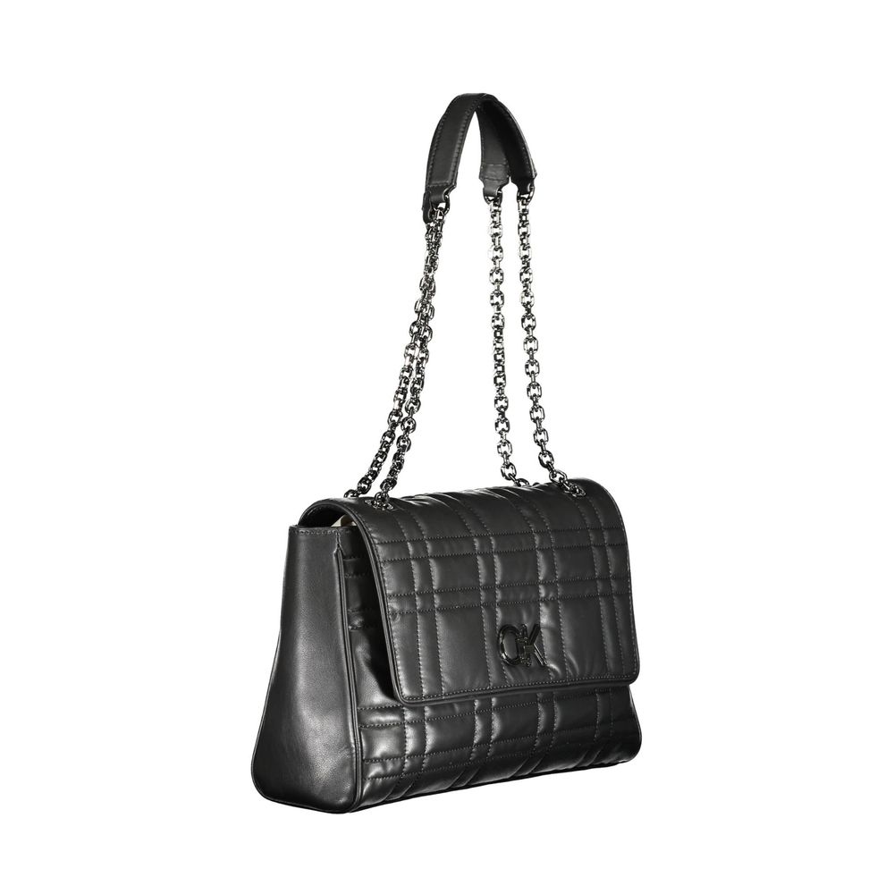 Sac à main pour femmes Calvin Klein en polyester noir, élégant et moderne avec détails sophistiqués.