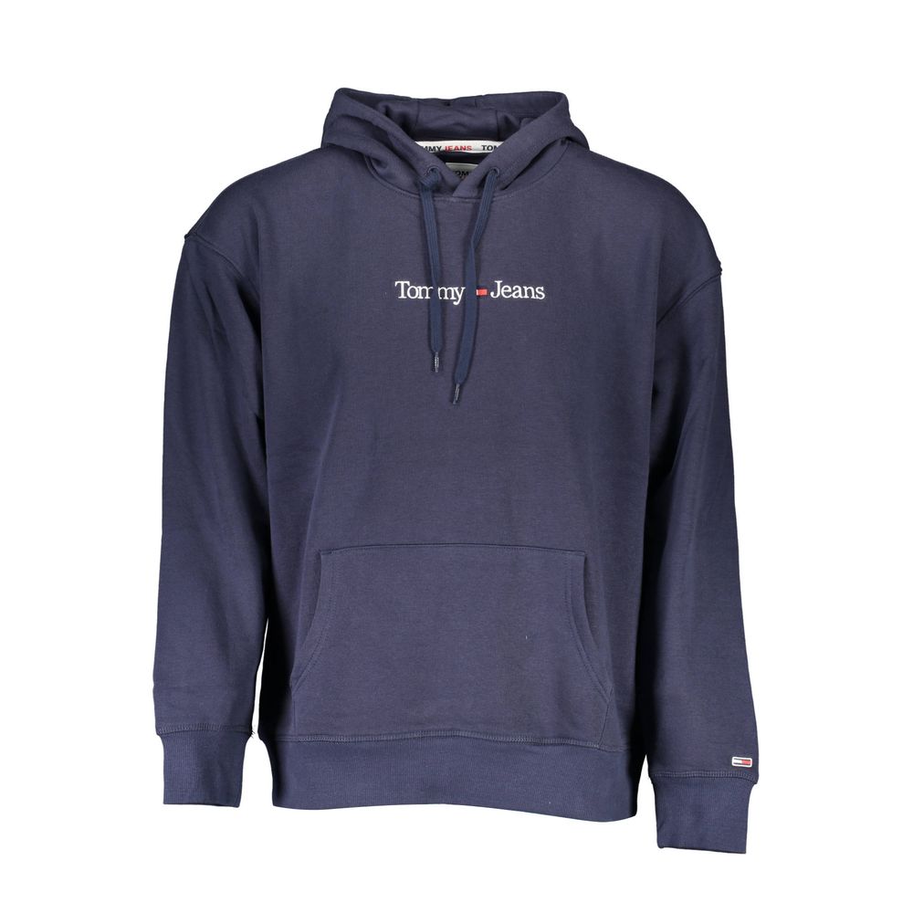 Sweat à capuche en coton bleu pour homme de Tommy Hilfiger, vêtement décontracté avec logo sur la poitrine.