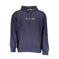 Sweat à capuche en coton bleu pour homme de Tommy Hilfiger, vêtement décontracté avec logo sur la poitrine.