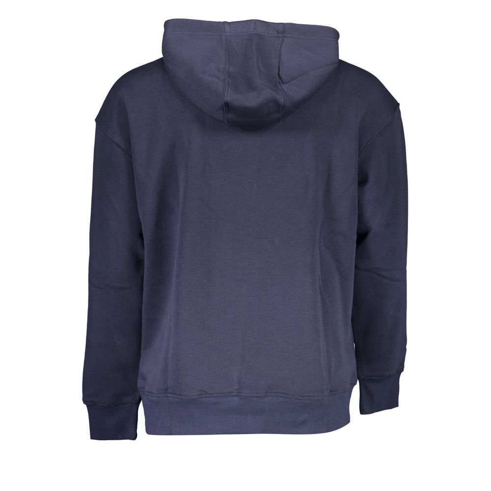 Sweat à capuche en coton bleu pour homme de la marque Tommy Hilfiger, visible avec détails du tissu et du logo.