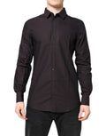 Chemise homme Dolce & Gabbana en coton jacquard bordeaux avec détails dorés, élégante et sophistiquée.