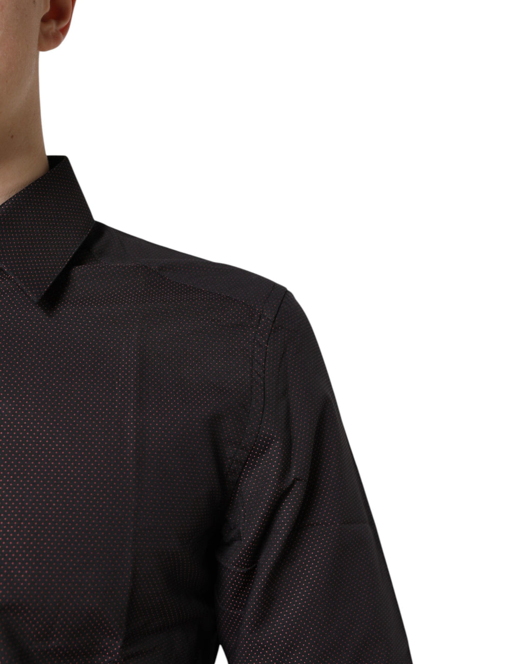 Chemise homme Dolce & Gabbana en jacquard marron avec coton et détails dorés, style élégant et sophistiqué.