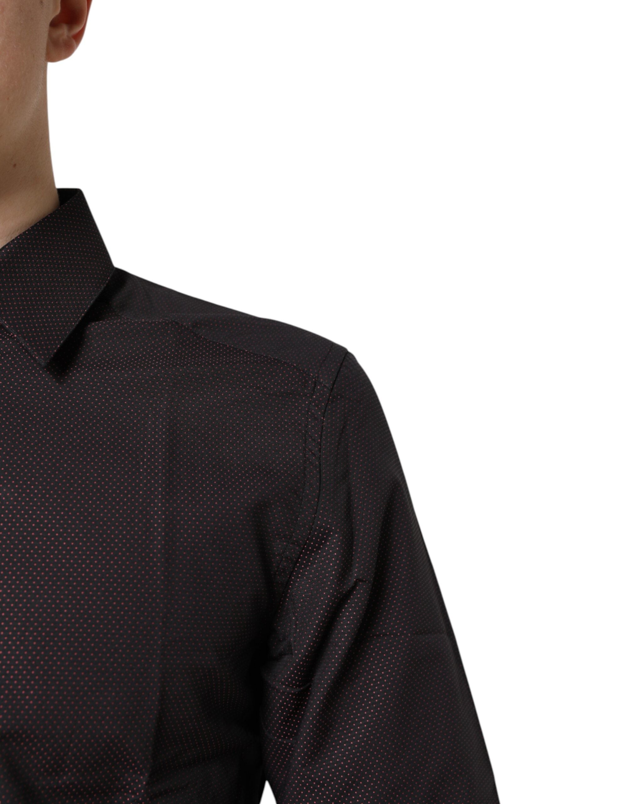 Chemise homme Dolce & Gabbana en jacquard marron avec coton et détails dorés, style élégant et sophistiqué.
