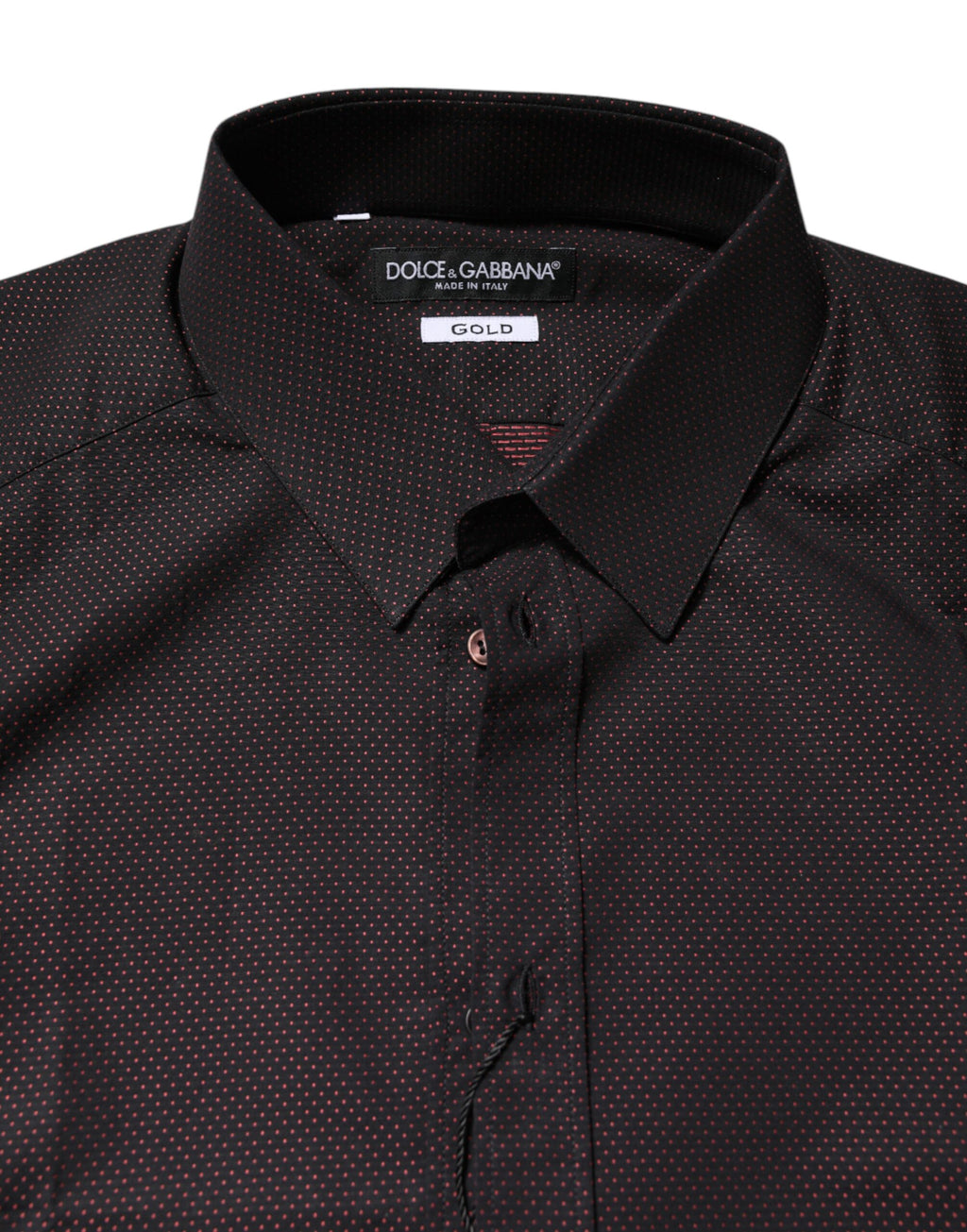 Chemise homme Dolce & Gabbana en jacquard de coton marron avec détails dorés, élégante chemise de costume pour homme.