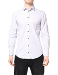Chemise homme blanche à rayures en coton Dolce & Gabbana MARTINI avec col classique et manches longues, vue de face