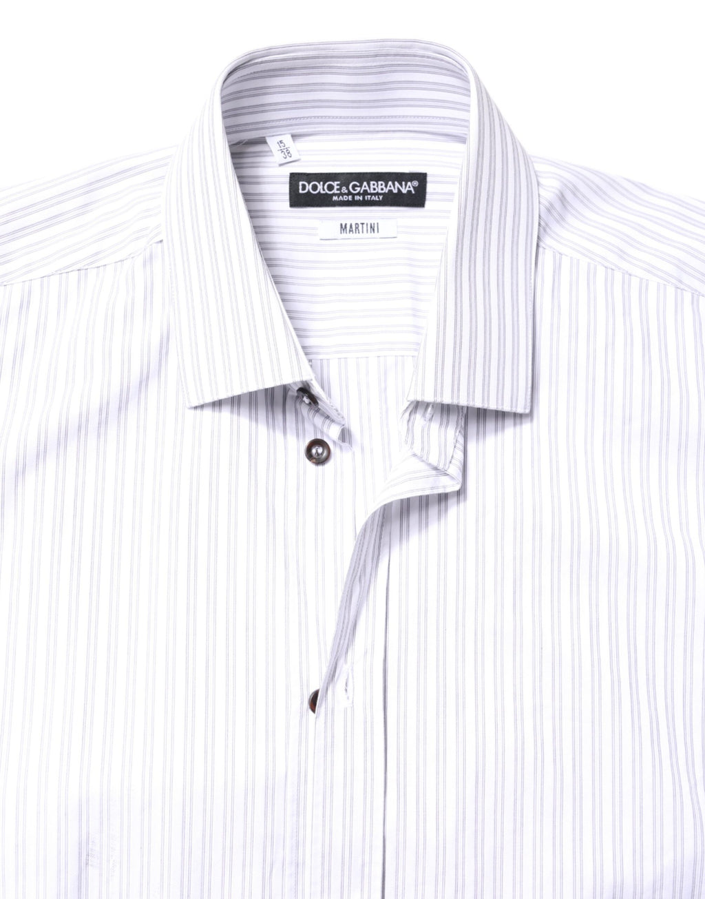 Chemise homme blanche Dolce & Gabbana en coton à rayures pour homme, style élégant et classique.