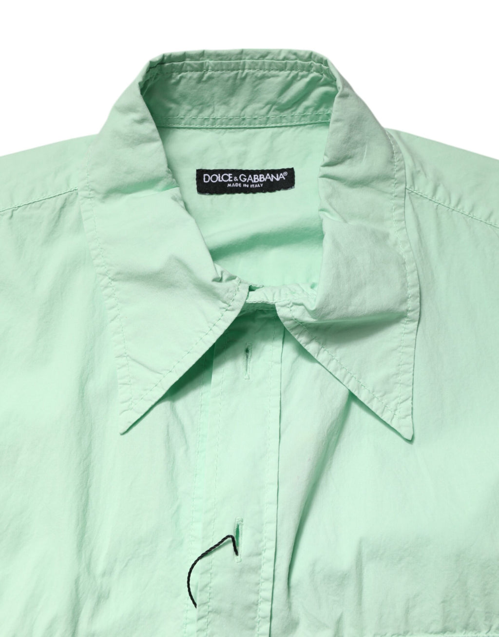 Chemise homme Dolce & Gabbana en coton vert à manches courtes, style décontracté et élégant.