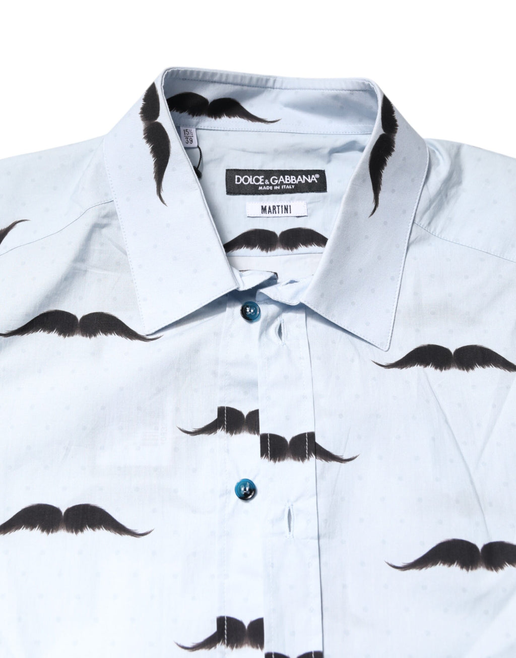 Chemise formelle en coton de Dolce & Gabbana Light Blue Martini, élégante et classique, avec col et boutons visibles.
