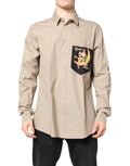 Chemise décontractée beige Dolce & Gabbana Pin Up Print Martini pour homme, motif vintage élégant et style casual.