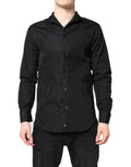 Chemise habillée hommes Emporio Armani en coton noir à manches longues, élégante et classique pour occasions formelles.