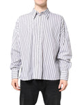 Chemise décontractée à rayures blanches et noires de Dolce & Gabbana, boutonnière, en tissu léger et élégant.