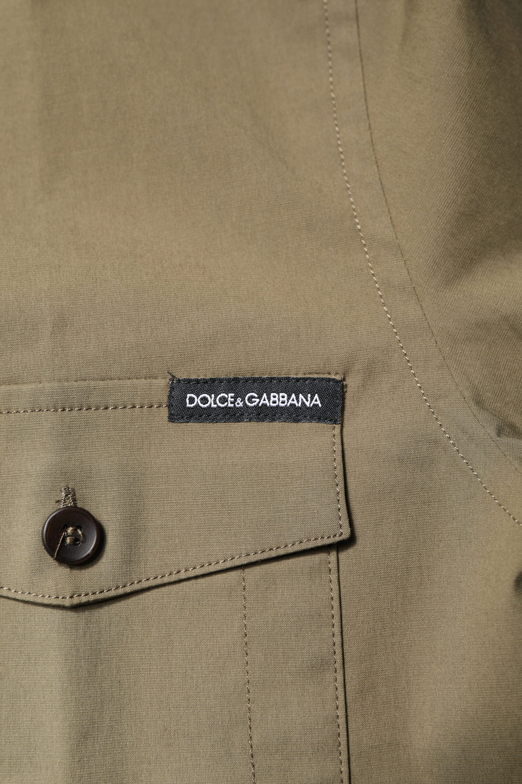 Chemise casual en coton stretch marron Dolce & Gabbana à manches longues, style élégant et confortable.