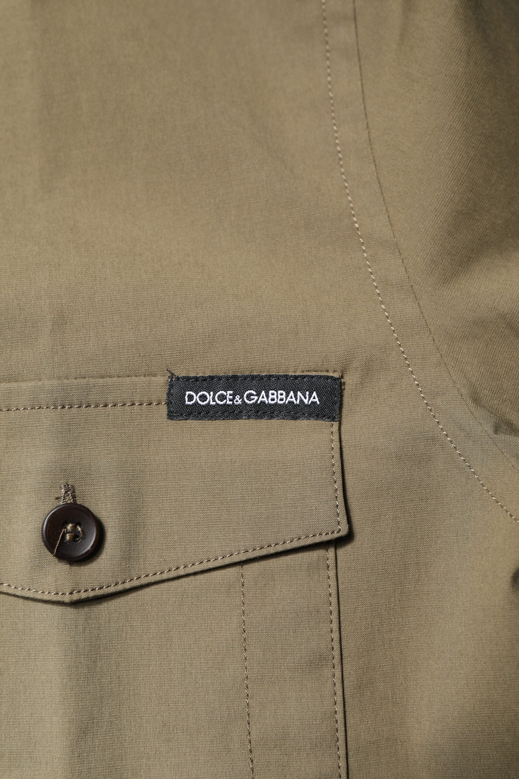 Chemise casual en coton stretch marron Dolce & Gabbana à manches longues, style élégant et confortable.