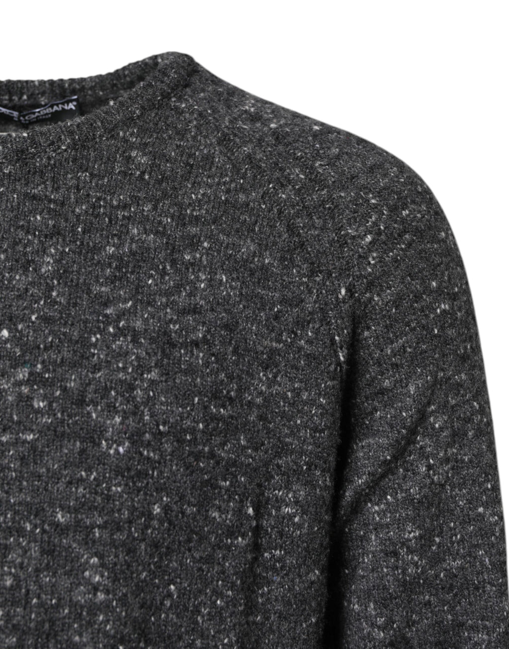 Pull noir en laine gris Dolce & Gabbana à col rond, pull-over en tricot élégant et chaud.
