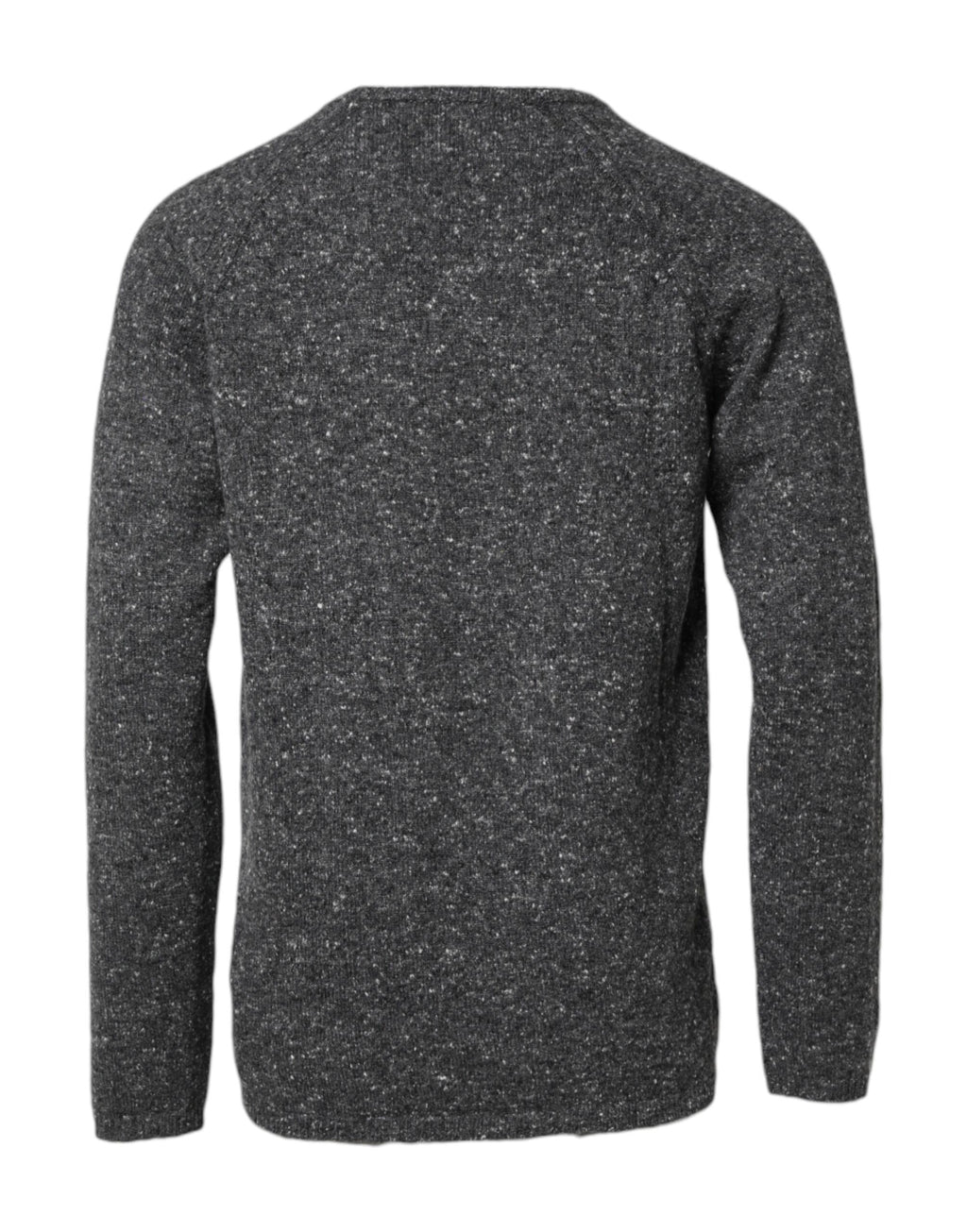 Pull-over gris en laine Dolce & Gabbana à col rond, tricoté, avec un style élégant et classique.