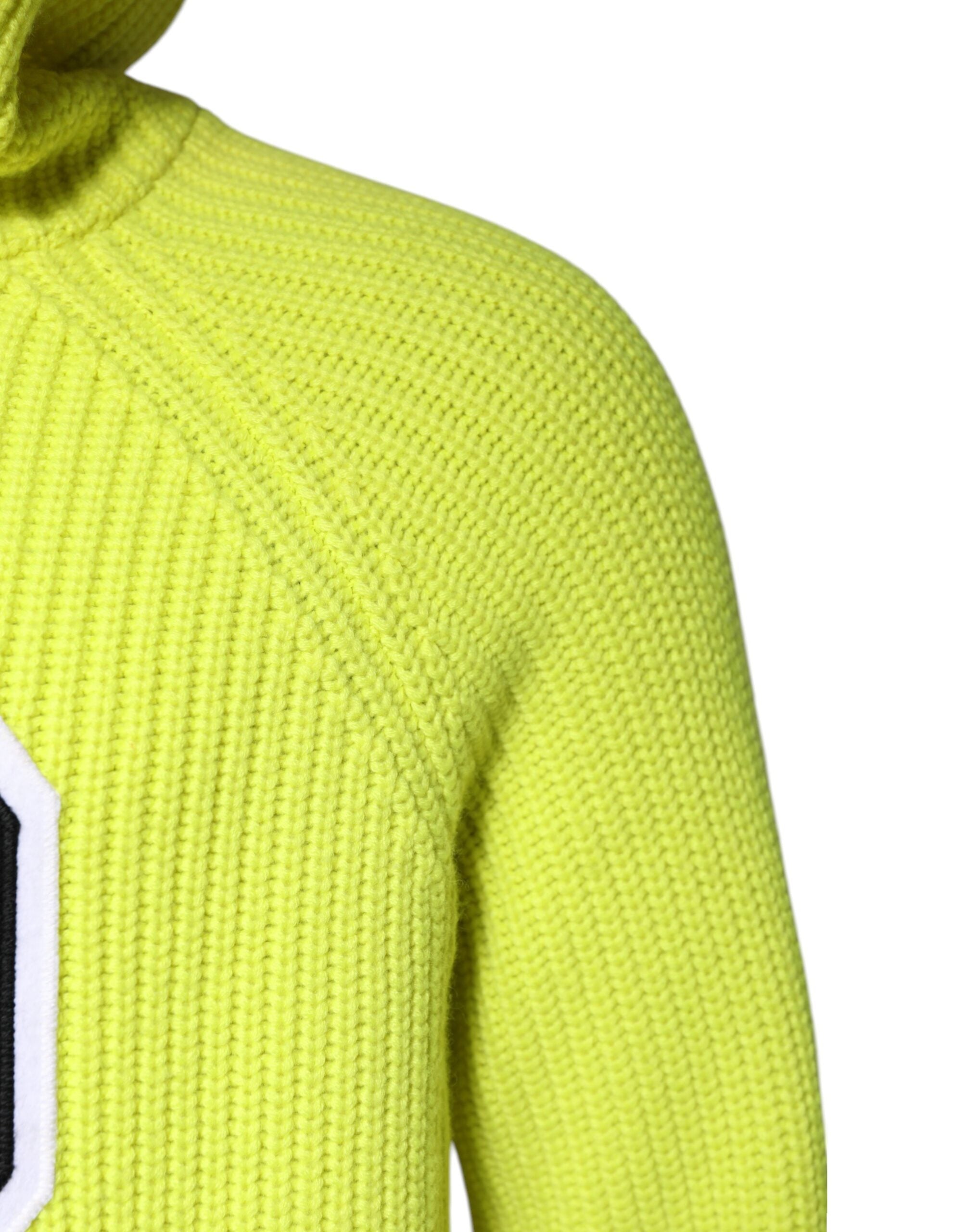 Pull à capuche homme Dolce & Gabbana vert 69 en tricot, sweat-shirt douillet avec capuche et détails élégants.
