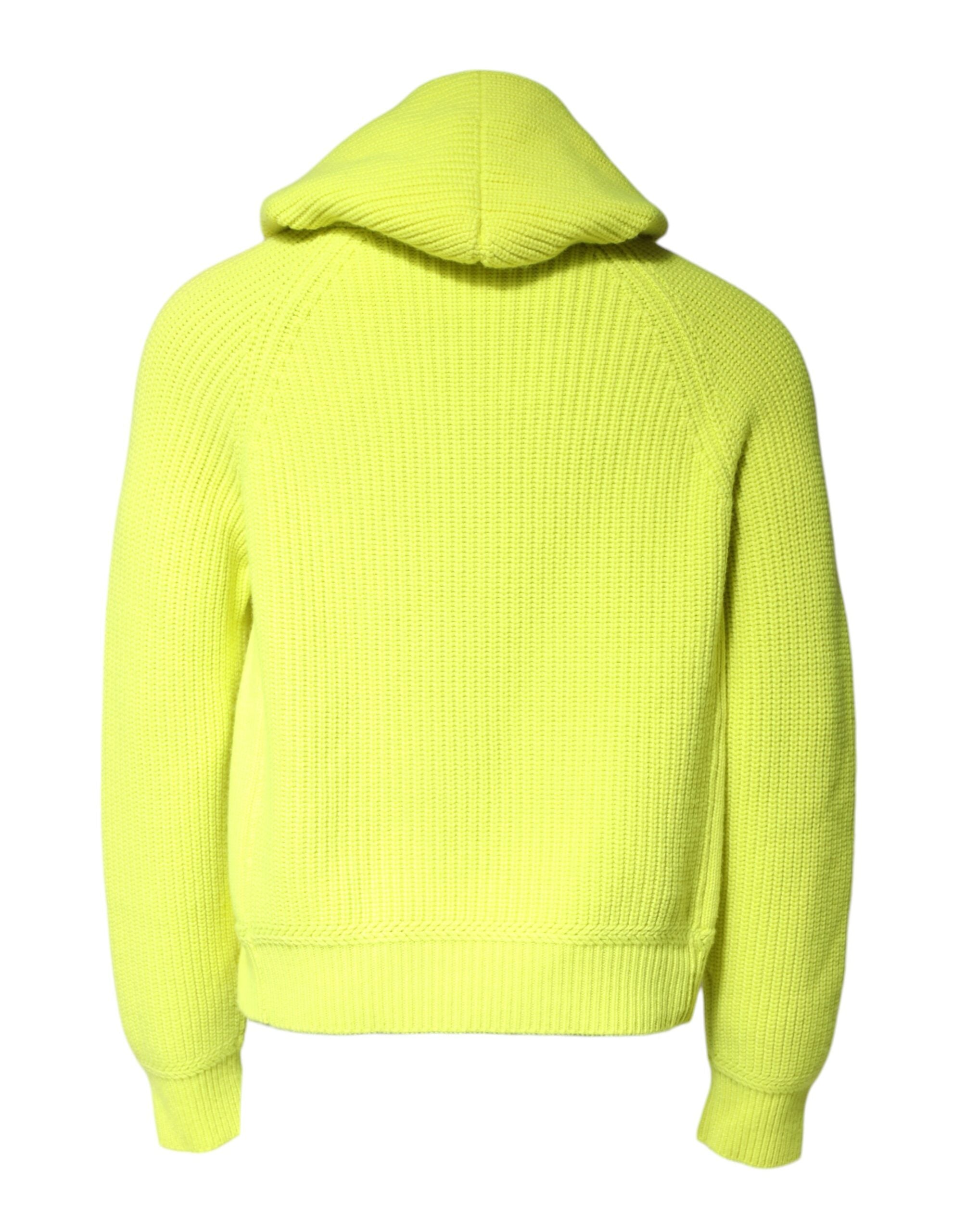 Sweat à capuche pour homme Dolce & Gabbana vert 69 en maille, pull décontracté avec capuche et détails élégants.