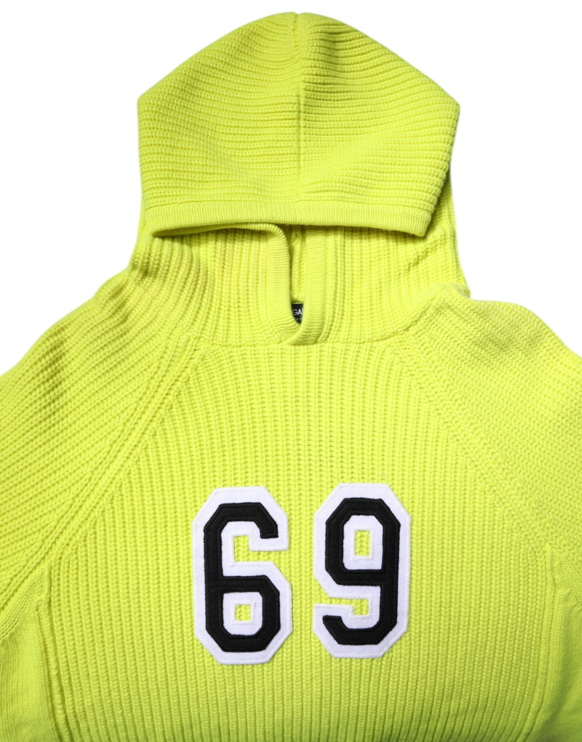 Pull à capuche pour homme Dolce & Gabbana vert 69 en maille, style décontracté et confortable.