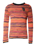 Pull en laine multicolore Dolce & Gabbana DGLogo, pull-over à motif coloré et logo distinctif, vue de face.