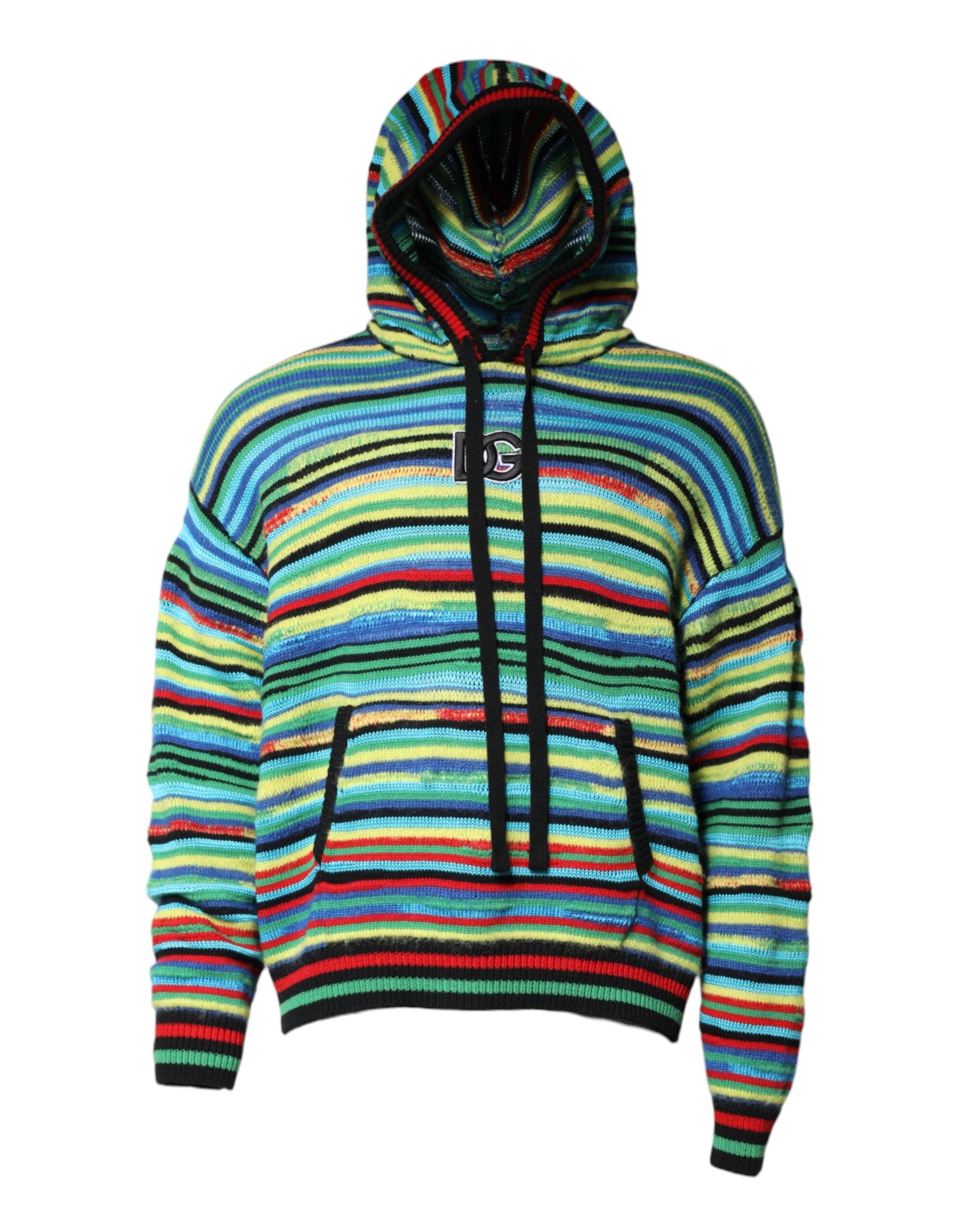 Sweat à capuche Dolce & Gabbana en coton multicolore, pull-over décontracté avec capuche et design tendance.