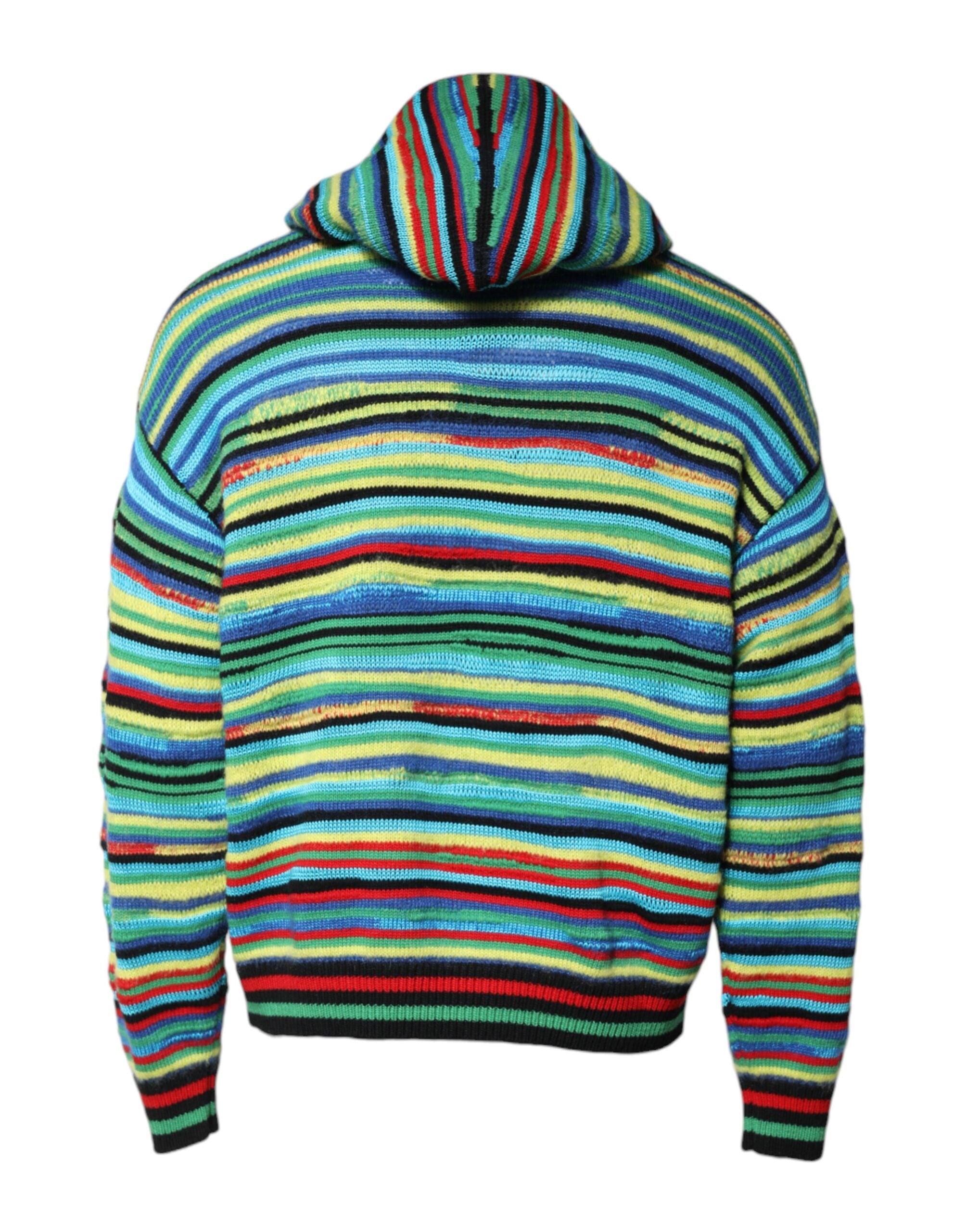 Sweat à capuche en coton multicolore de Dolce & Gabbana, pull-over avec capuche, style décontracté et tendance.
