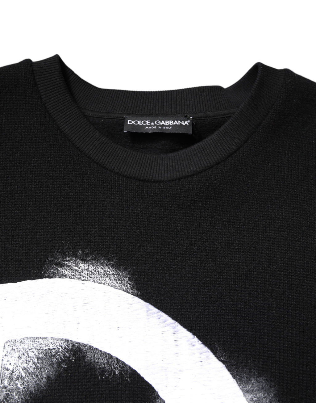 Pull à manches longues Dolce & Gabbana, noir en coton avec logo imprimé, pour homme, style élégant et décontracté.