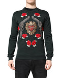 Pull en laine noir Dolce & Gabbana avec sequins brillants et embellissements, style élégant et sophistiqué.