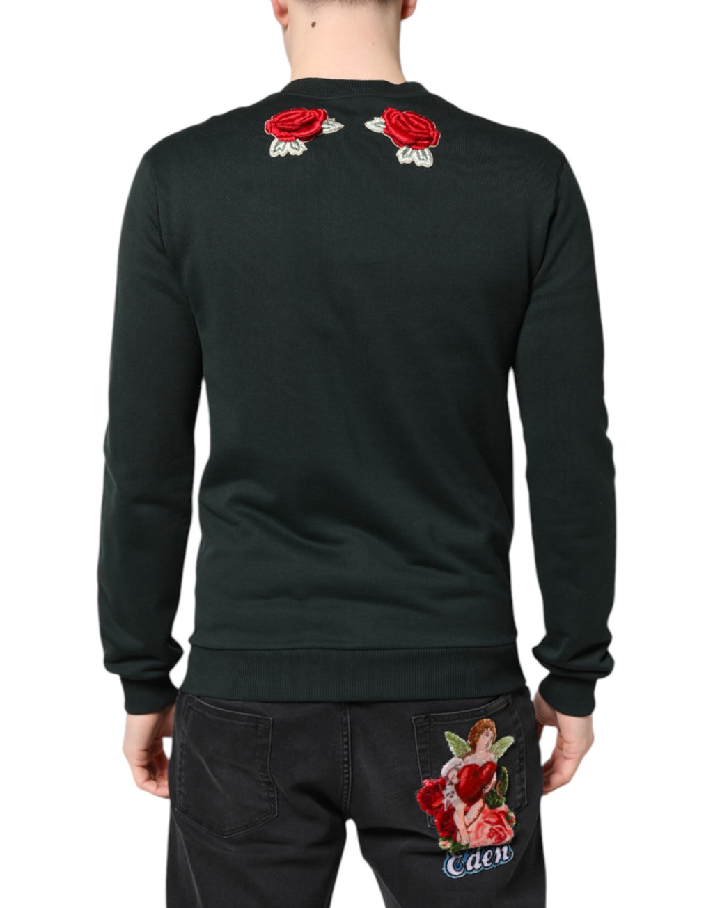 Pull en maille Dolce & Gabbana noir orné de sequins et embellissements, style élégant et sophistiqué.