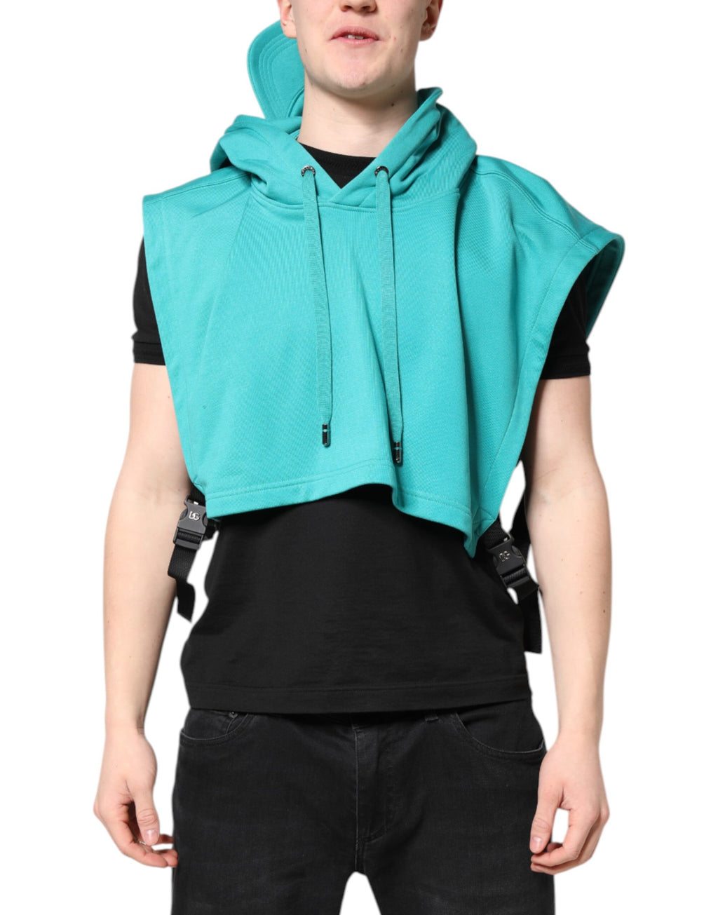 Gilet de sport pour homme Dolce & Gabbana en coton vert avec capuche et design décontracté, porté sur un mannequin.