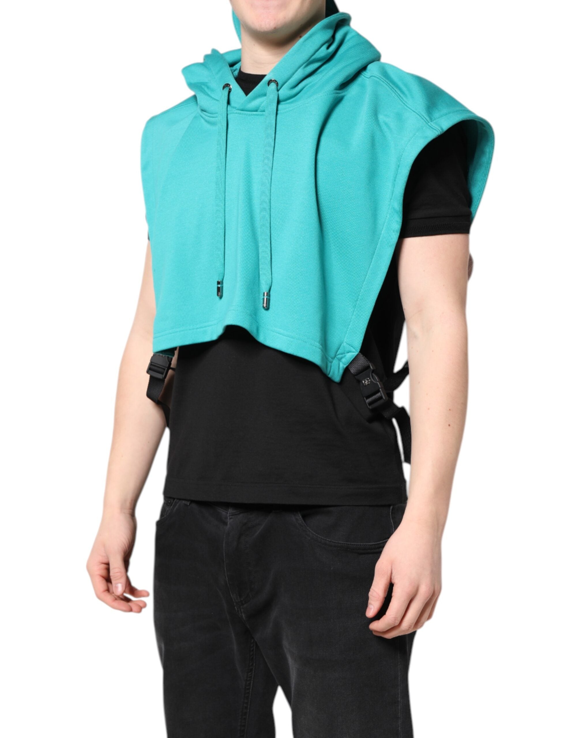 Gilet de sport homme Dolce & Gabbana en coton vert avec capuche, style décontracté et confort pour l'activité physique.