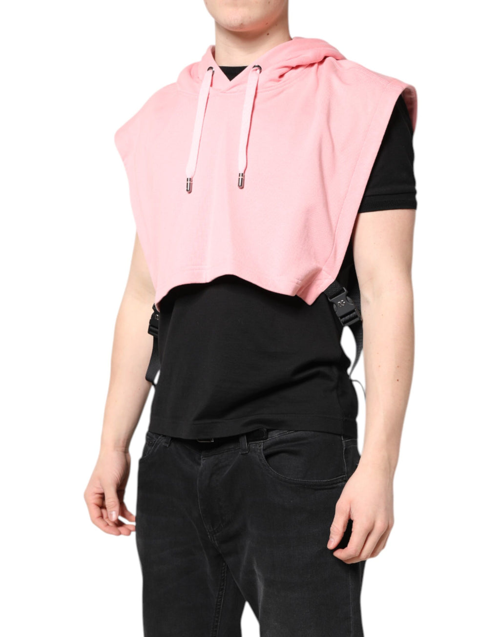 Veste sportive pour homme Dolce & Gabbana en coton rose avec capuche, style décontracté et confortable.