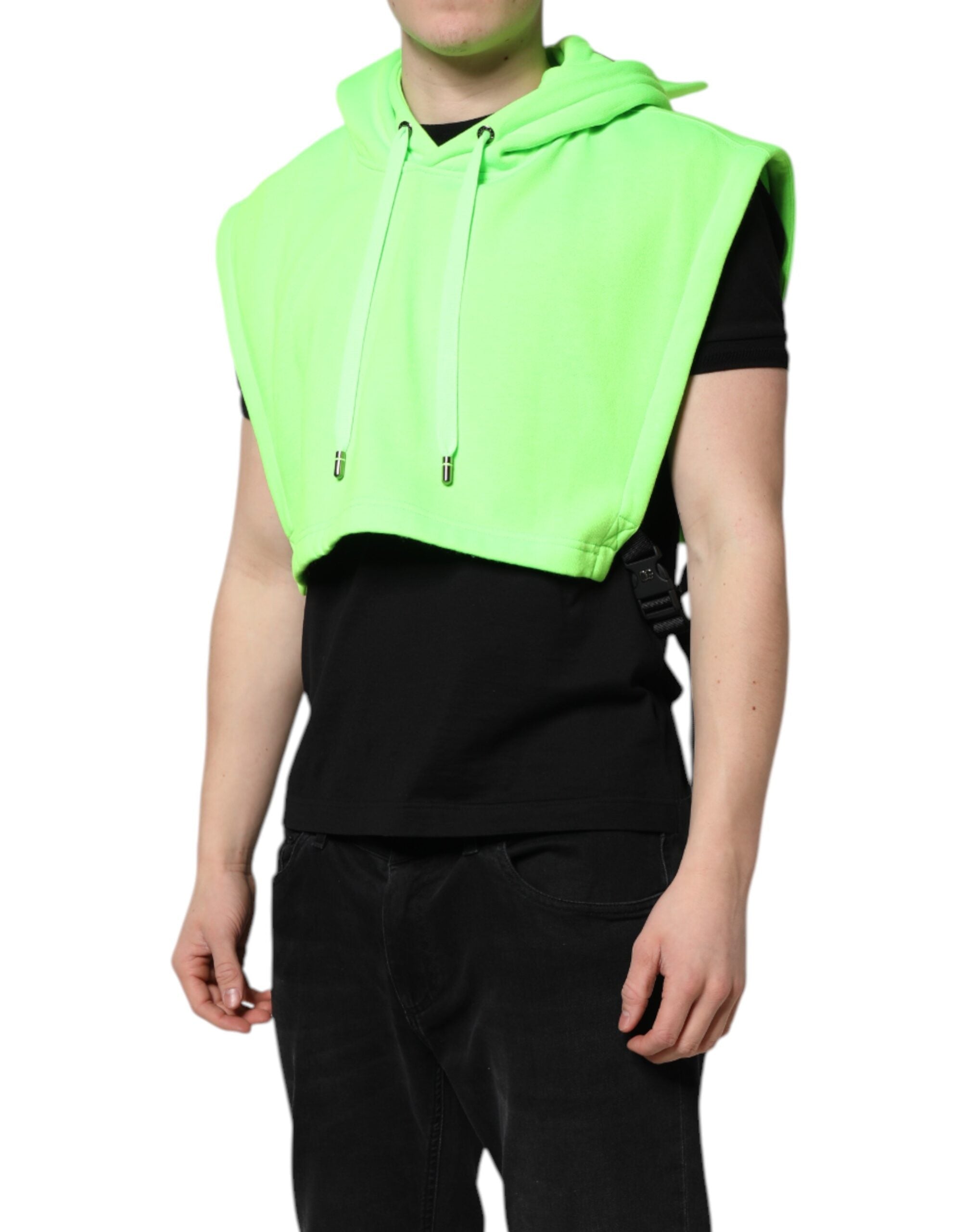 Veste sportive à capuche en polyester vert de Dolce & Gabbana, vêtement de sport décontracté avec logo de la marque.