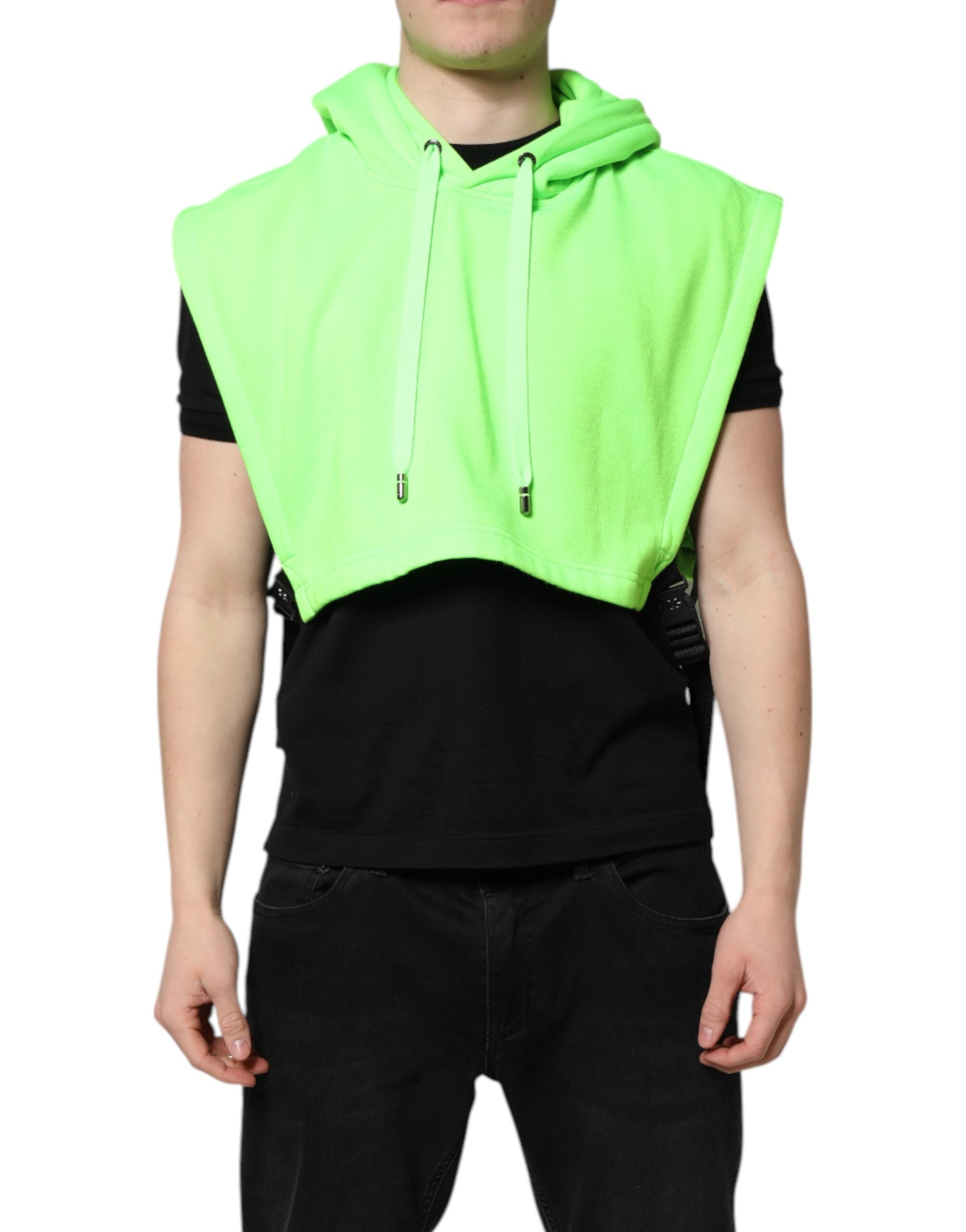 Gilet sport en polyester vert Dolce & Gabbana avec capuche, parfait pour un style décontracté et sportif.