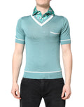 T-shirt Dolce & Gabbana à col avec imprimé vert à manches courtes, style décontracté et tendance.