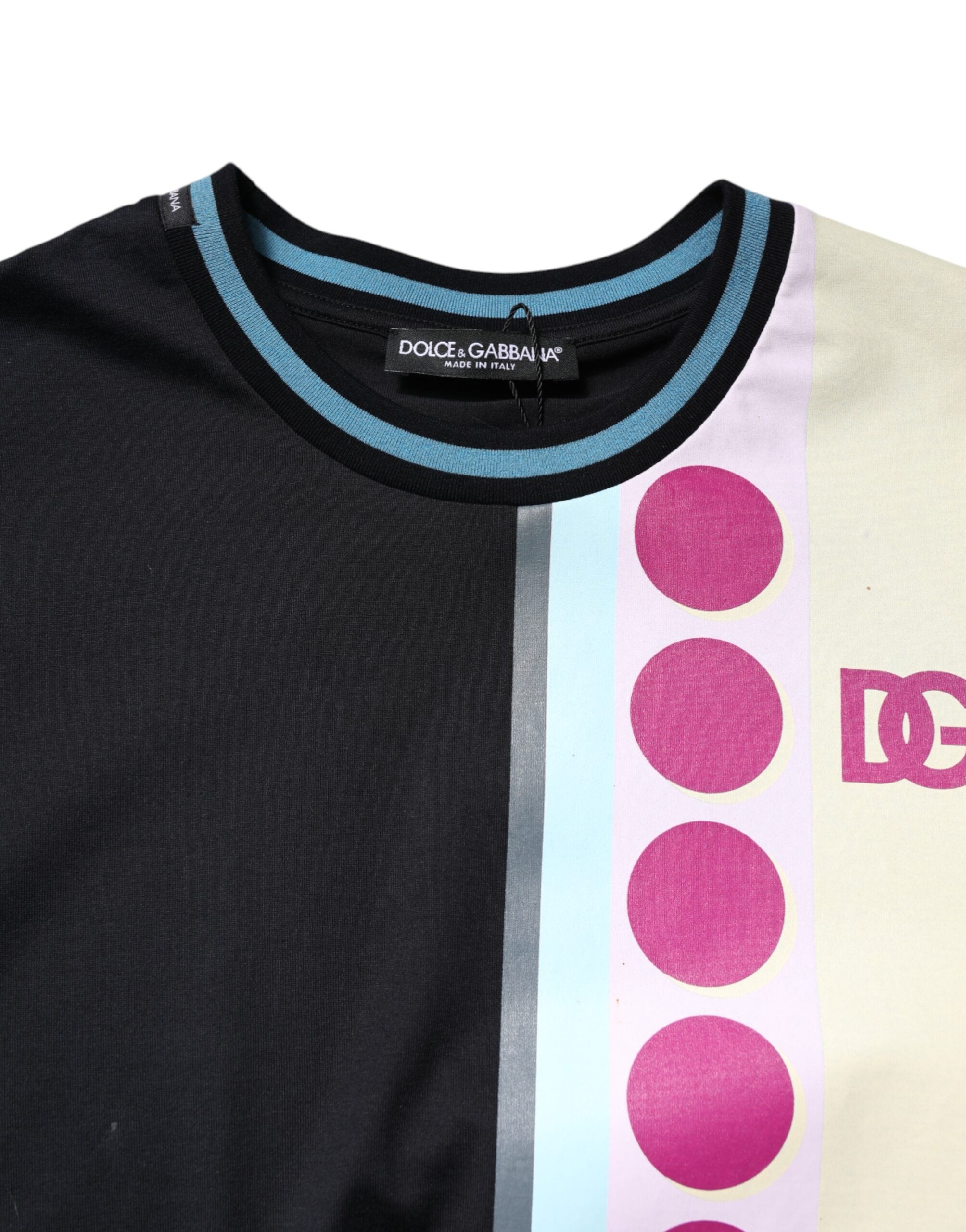 T-shirt à manches courtes Dolce & Gabbana multicolore avec logo imprimé, tissu léger et design moderne.