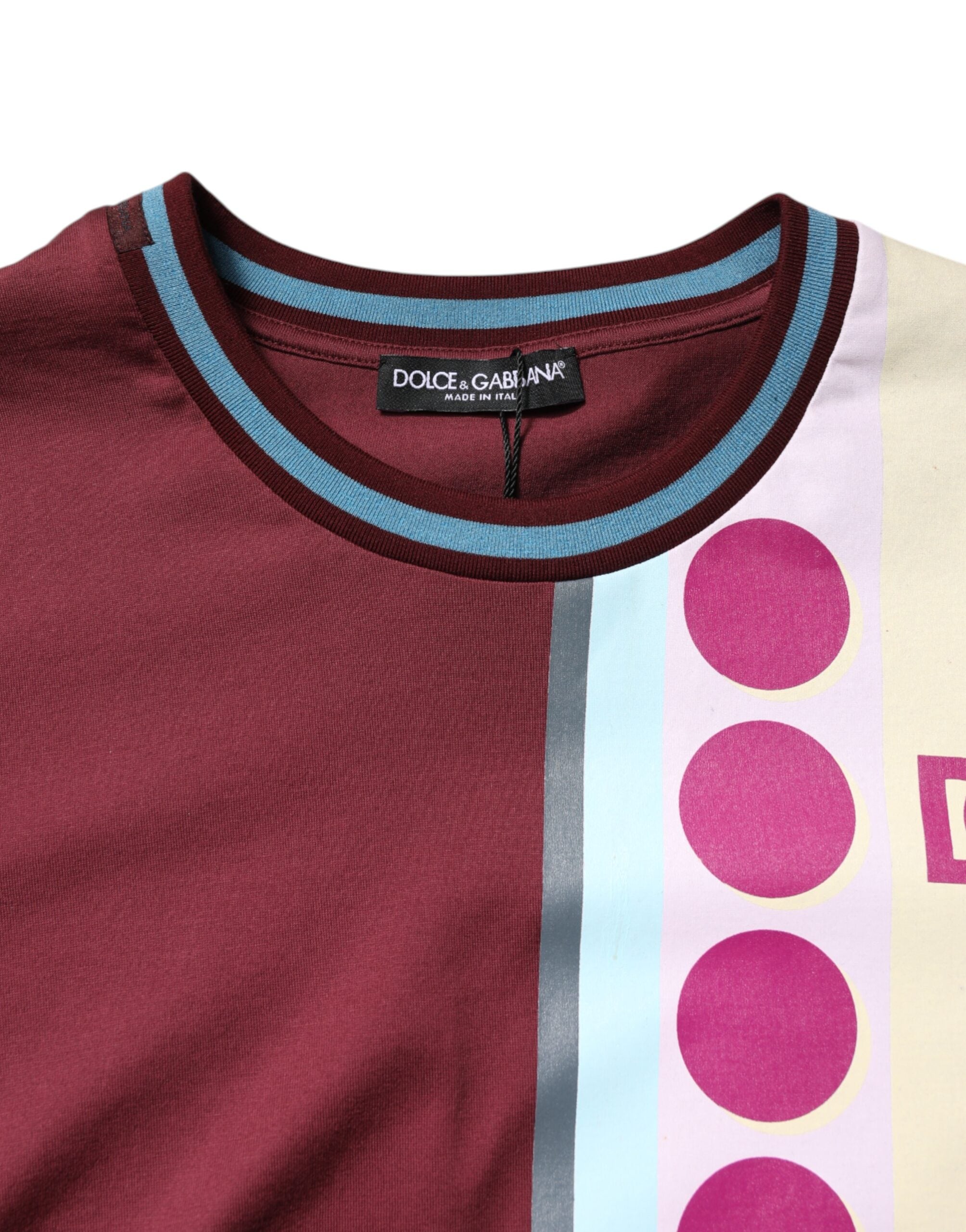 T-shirt à manches courtes Dolce & Gabbana à logo multicolore et imprimé, en coton léger.